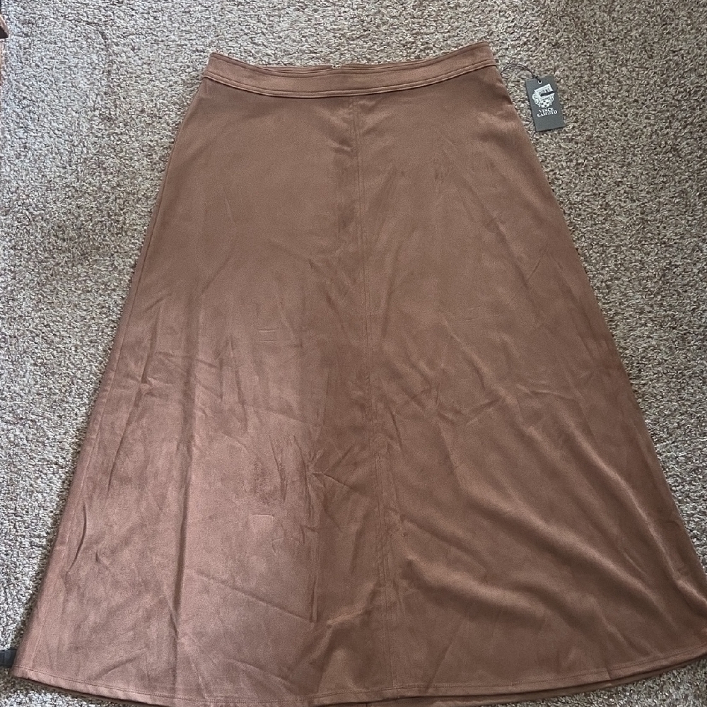 Vince Camuto Rich Brown Midi Skirt